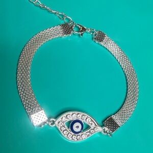 Evil Eye Silver Plated Sparkly Bracelet